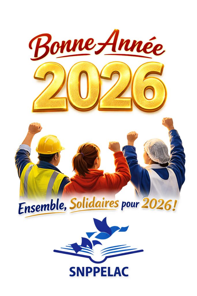 Le SNPPLAC adresse à l’ensemble de ses adhérentes et adhérents, ainsi qu’à toutes les travailleuses et tous les travailleurs des secteurs du PAPIER-CARTON, DE L’ÉDITION, DE LA LIBRAIRIE ET DES ACTIVITÉS CONNEXES, ses meilleurs vœux pour les fêtes de fin d’année et pour l’année 2026.
